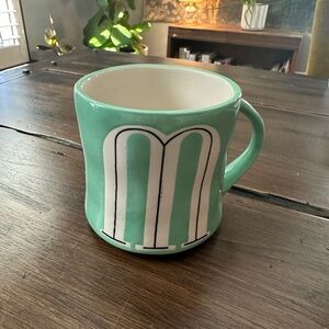 Anthropologie Mint Green Monogram M Initial Mug